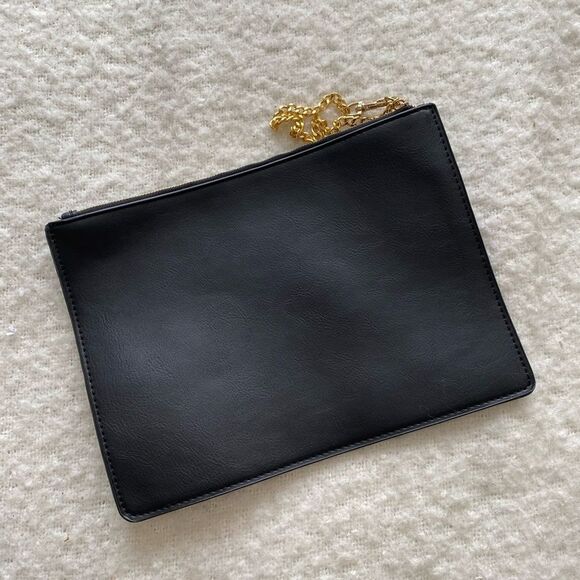 ALDO Black Glittery Clutch with Gold Chain Zipper - Picture 2 of 5